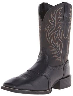 Sport Wide Square Toe Western Boots Mens Country Leather Work Boot