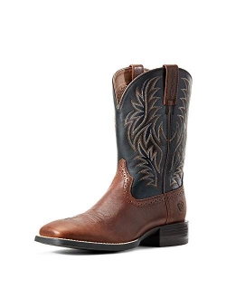 Sport Wide Square Toe Western Boots Mens Country Leather Work Boot