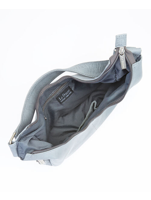 Gray Side-Zip Leather Hobo