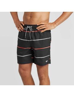 Men's 8" Striped Volley Swim Shorts - Black