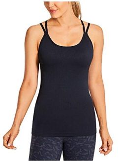 CRZ YOGA Pima Cotton Cropped Tank Tops for Women - Sleeveless Sports Shirts  Athletic Yoga Running Gym Workout Crop Tops