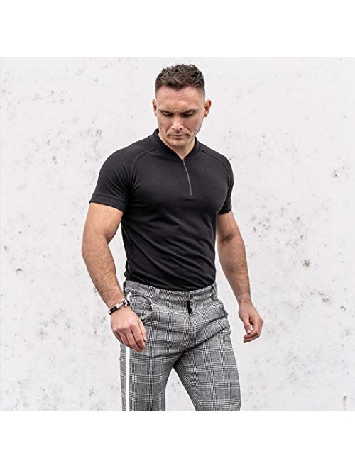 Mens Plaid Slim Fit Stretch Flat-Front Skinny  Tape Side Dress Pants