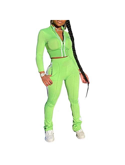 Adogirl Womens Sweatsuit Set Two Piece Outfits Top + Skinny Long Pants Tracksuits Jogging Suits Jumpsuits