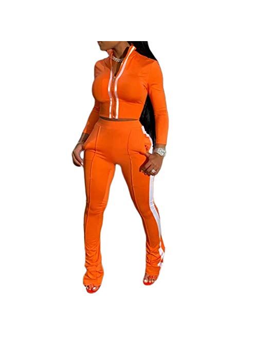 Adogirl Womens Sweatsuit Set Two Piece Outfits Top + Skinny Long Pants Tracksuits Jogging Suits Jumpsuits