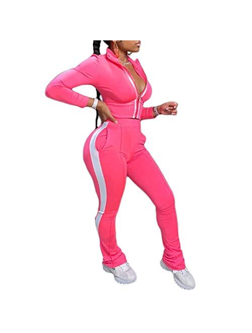 Adogirl Womens Sweatsuit Set Two Piece Outfits Top + Skinny Long Pants Tracksuits Jogging Suits Jumpsuits