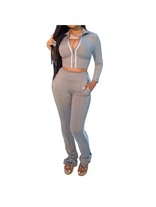 Adogirl Womens Sweatsuit Set Two Piece Outfits Top + Skinny Long Pants Tracksuits Jogging Suits Jumpsuits