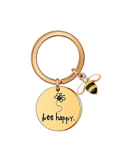 Women's Keychain" Bee Happy" Keyring Keychain, Gift for Mom, Aunt, Daughter, Niece, Friends