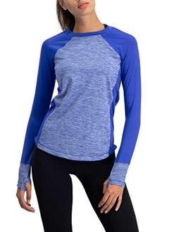 Long Sleeve Compression Workout Tops for Women - Thermal Running Shirt, Dry Fit w/Thumbholes