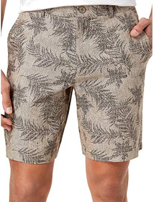 Tasso Elba Men's Sable Fern-Print Flat Front Walking Shorts