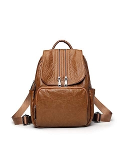 TAHMM Winter Shoulder Bag Female Soft Leather Port-Style Bag Wild Big Capacity Brown Backpack Korean Match (Color : Black)