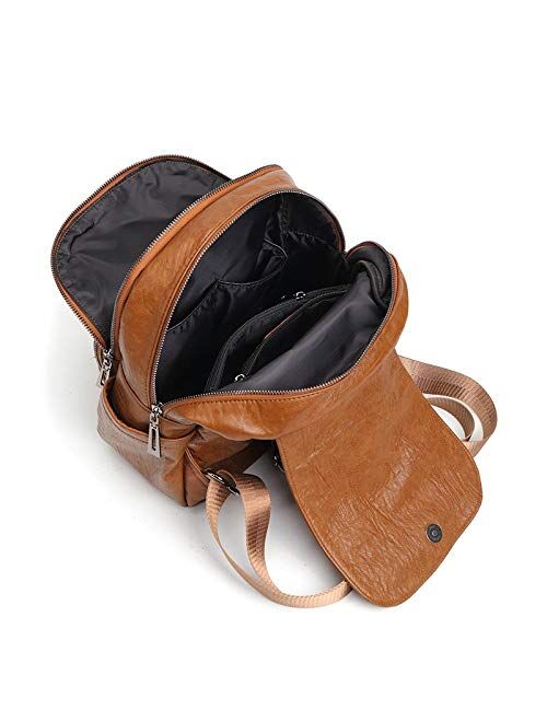 TAHMM Winter Shoulder Bag Female Soft Leather Port-Style Bag Wild Big Capacity Brown Backpack Korean Match (Color : Black)