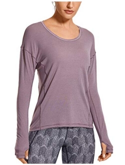 Women's Lightweight Heather Quick Dry Long Sleeve Athletic Shirt Workout Tops Activewear