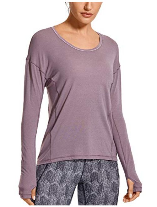 CRZ YOGA Women's Lightweight Heather Quick Dry Long Sleeve Athletic Shirt Workout Tops Activewear