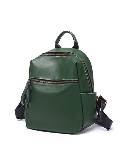 TAHMM Korean Version of The Leather Shoulder Bag Female New Wild Fashion Leather Large Capacity Trend Soft Skin Ladies Backpack (Color : Green)