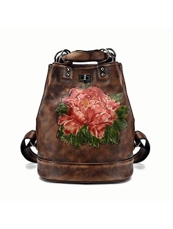 Y-sg Shop Customization Ladies New Tree Highschool Leather Retro Multi-Functional Nonchalant Fashion Backpack (Color : Black, Size : 25.53015.5cm)