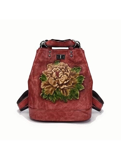 Y-sg Shop Customization Ladies New Tree Highschool Leather Retro Multi-Functional Nonchalant Fashion Backpack (Color : Black, Size : 25.53015.5cm)