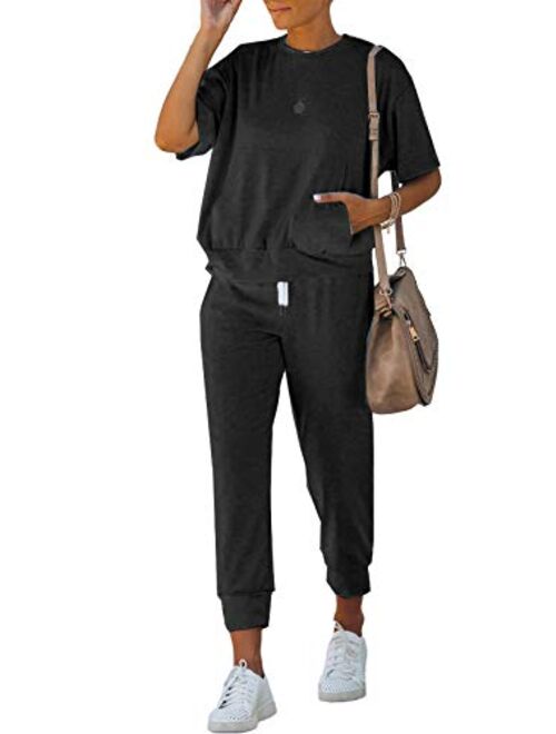 Fixmatti Women's 2 Piece Sweatsuit Long Sleeve Shirts Jogger Pant Set Tracksuit