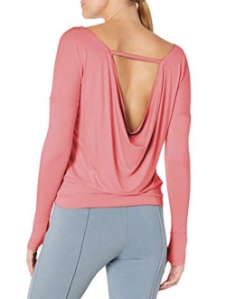 Open Back Long Sleeve Tunic Workout Tops Yoga Clothes Long Sleeve Backless Gym Yoga Shirts for Women