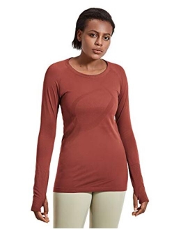 Women's Seamless Athletic Long Sleeves Sports Running Shirt Breathable Gym Workout Top