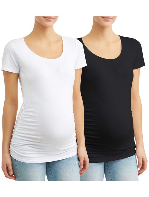 Oh! Mamma Maternity Scoop Neck Tee 2 Pack - Available in Plus Sizes