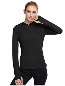 MOCOLY Women's UPF 50+ Sun Protection Hoodie Long Sleeve SPF Outdoor Running Workout T-Shirt with Thumbholes