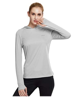 MOCOLY Women's UPF 50+ Sun Protection Hoodie Long Sleeve SPF Outdoor Running Workout T-Shirt with Thumbholes