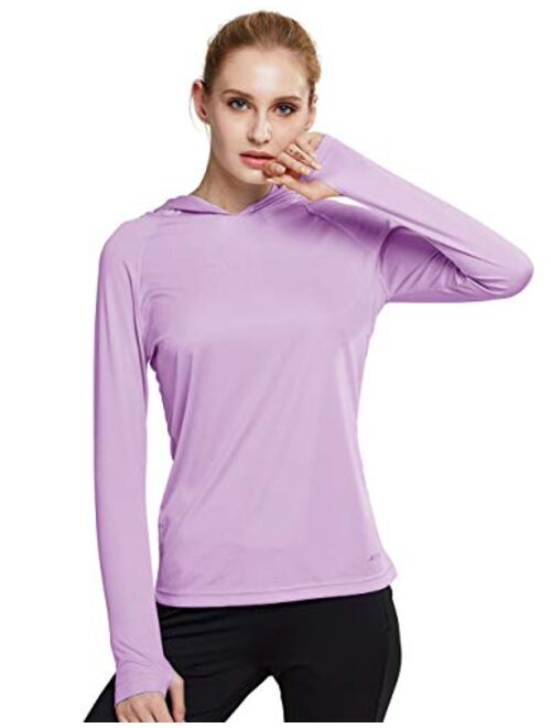 MOCOLY Women's UPF 50+ Sun Protection Hoodie Long Sleeve SPF Outdoor Running Workout T-Shirt with Thumbholes