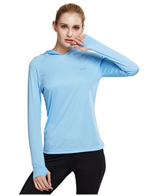 MOCOLY Women's UPF 50+ Sun Protection Hoodie Long Sleeve SPF Outdoor Running Workout T-Shirt with Thumbholes