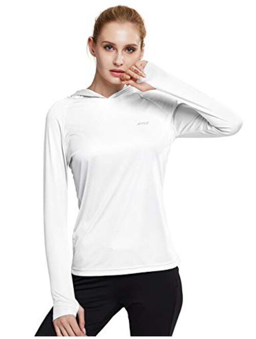 MOCOLY Women's UPF 50+ Sun Protection Hoodie Long Sleeve SPF Outdoor Running Workout T-Shirt with Thumbholes