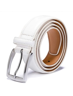 Men's Belt, Genuine Leather Dress Belts for Men with Single Prong Buckle- Classic & Fashion Design for Work Business and Casual (Brown, 34in)