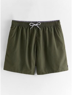 Men Drawstring Waist Swim Trunks