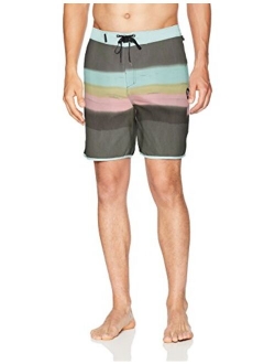 Men's Printed Stretch 18" Scallop Hem Boardshort Swim Short