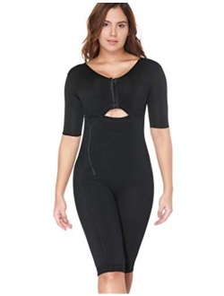 Women Shapewear Bodysuit Full Body Shaper with Sleeves 3 in 1 Post Surgery Firm Control Fajas Compression Garment