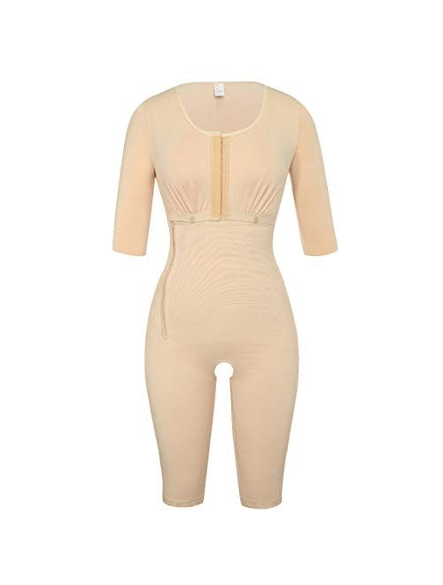 Women Shapewear Bodysuit Full Body Shaper with Sleeves 3 in 1 Post Surgery Firm Control Fajas Compression Garment