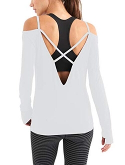 Women's Long Sleeve Yoga Tops Workouts Clothes Activewear Backless Cute Gym Shirts