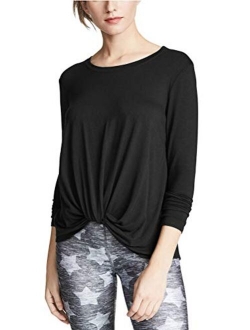 Long Sleeve Workout Top for Women Yoga Tops Casual Solid T Shirts Twist Knot Tunics Tops Blouses