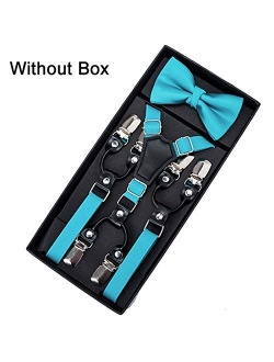 TLBBJ Sling Clips Kids Leather Suspenders Straps Bow Tie Trousers Braces Elastic Blue Red Yellow Bowtie Adjustable Suspenders Casual (Color : BH 0019)