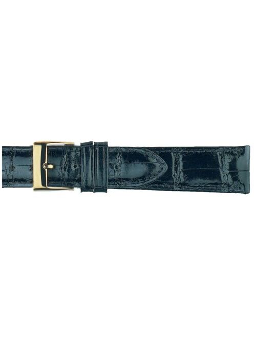 Ladies 16mm Long Black Genuine Alligator Leather Watch Strap