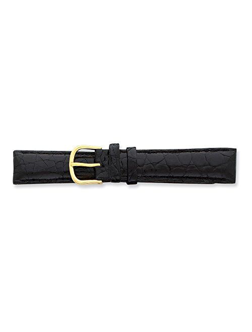 Sonia Jewels 20mm Black Genuine Crocodile Gold-Tone Buckle Watch Band 7.5"