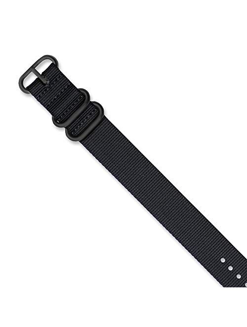 Sonia Jewels 20mm 1-Piece Black Ballistic Nylon PVD Black Buckle Watch Band 10.5"