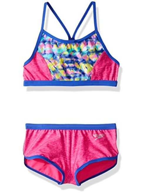 Speedo Girls' Swimsuit Two Piece Bikini Boy Short Set