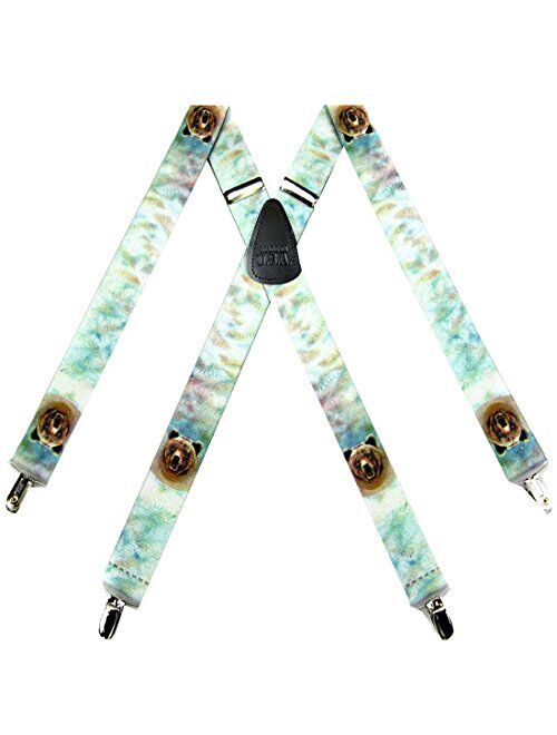 Mens Wild Animals Theme Clip Suspender Made in the USA