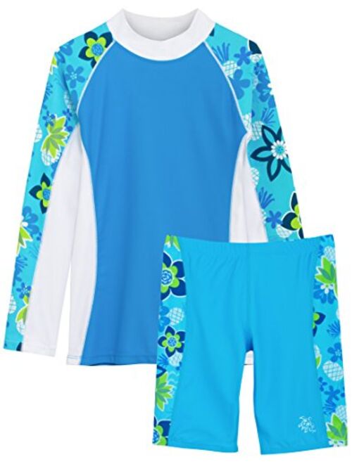 Tuga Girls Two-Piece Long Sleeve Bathing Suit Set 2-14 Years, UPF 50+ Protection