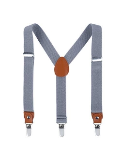 AWAYTR Kids Boys Adults Suspenders - 4 Sizes Sturdy Metal Clips Elastic Adjustable Suspender