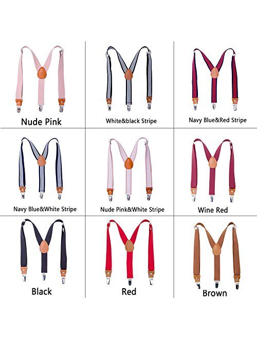 AWAYTR Kids Boys Adults Suspenders - 4 Sizes Sturdy Metal Clips Elastic Adjustable Suspender