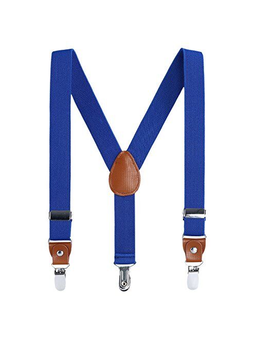 AWAYTR Kids Boys Adults Suspenders - 4 Sizes Sturdy Metal Clips Elastic Adjustable Suspender