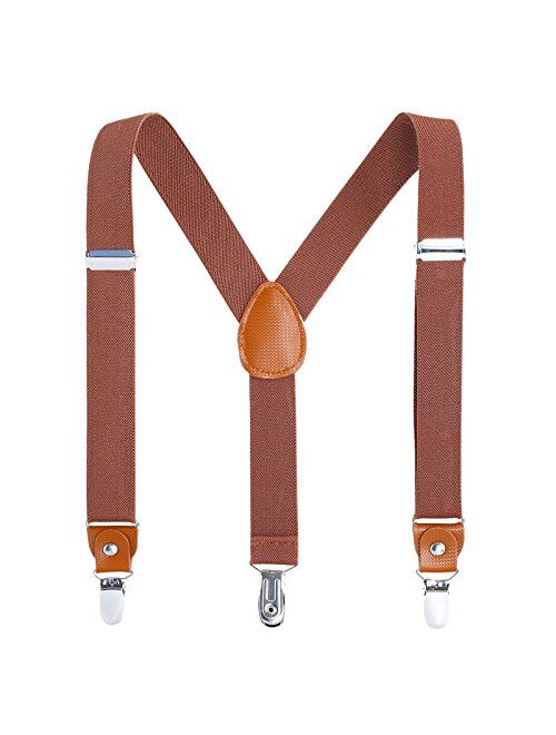 AWAYTR Kids Boys Adults Suspenders - 4 Sizes Sturdy Metal Clips Elastic Adjustable Suspender