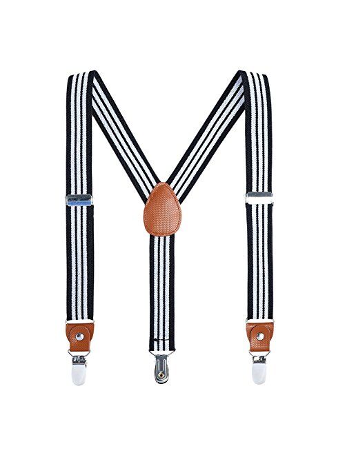 AWAYTR Kids Boys Adults Suspenders - 4 Sizes Sturdy Metal Clips Elastic Adjustable Suspender