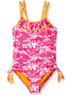 Girls' One Piece Swimsuit with Ruffle and Tassels