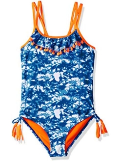 Girls' One Piece Swimsuit with Ruffle and Tassels